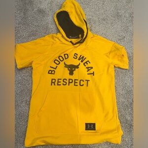 Under Armour Men’s Project Rock Blood Sweat Respect Yellow Short Sleeve Hoodie L